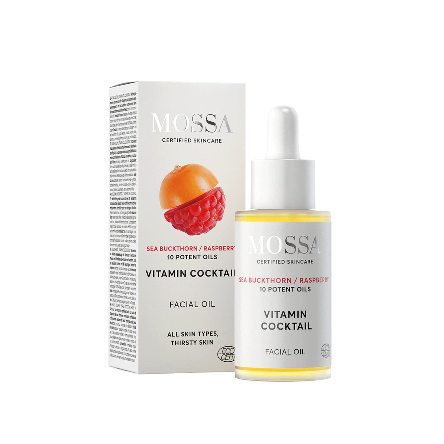 Huile Visage Vitamin Cocktail MOSSA – Huile Nourrissante Bio pour Peaux Sèches et Fatiguées