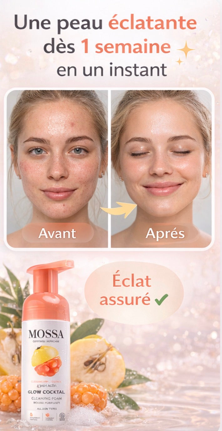 Mousse Nettoyante Éclat Glow Cocktail – Nettoie, Hydrate et Illumine la Peau